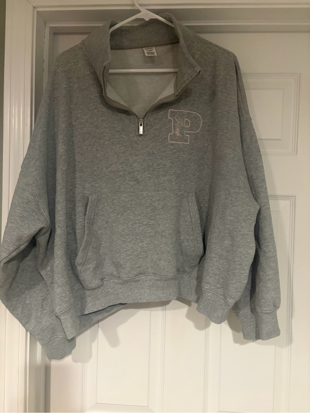 PINK Victoria's Secret Varsity Quarter-Zip Fleece Pullover Sweatshirt